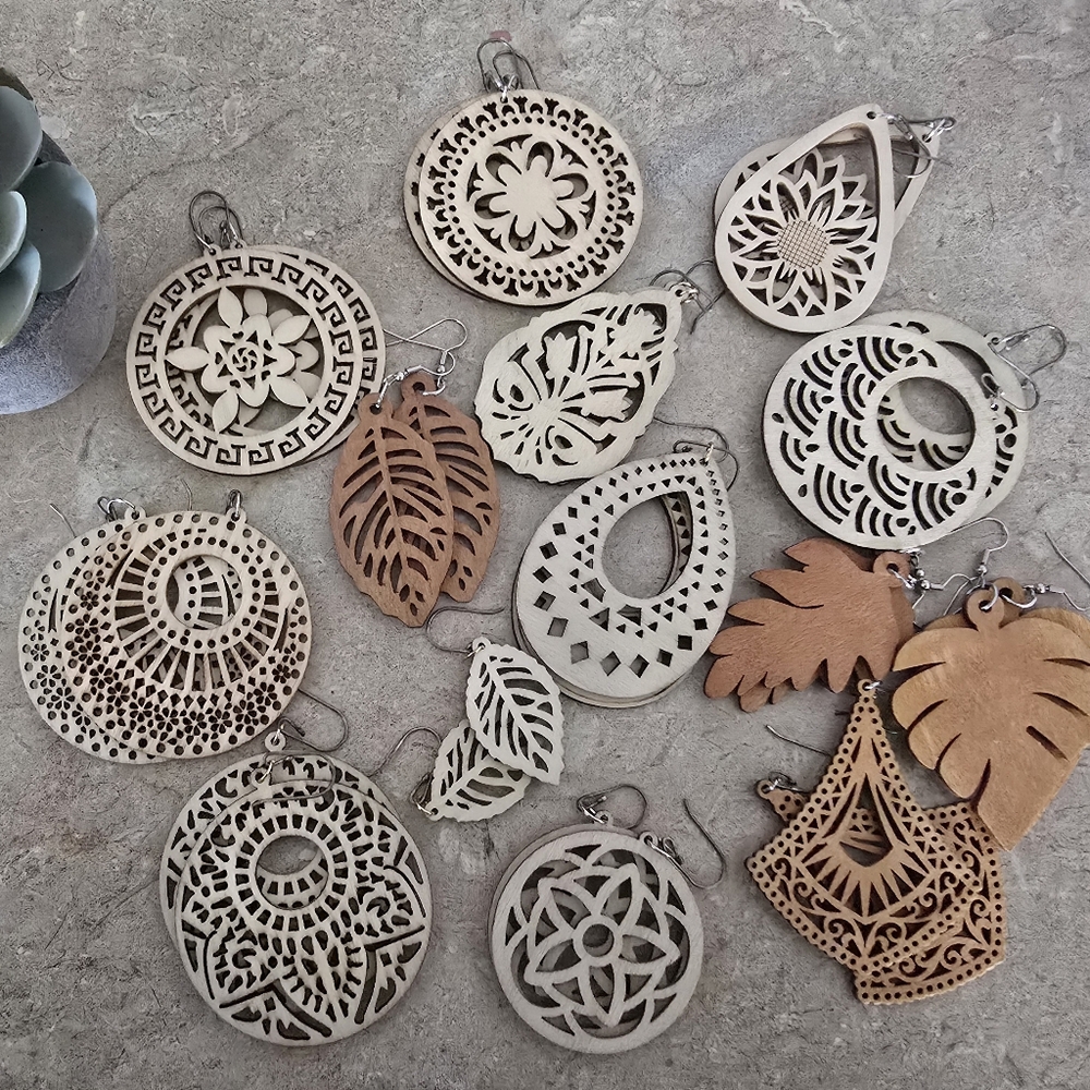 Wooden Earrings Set